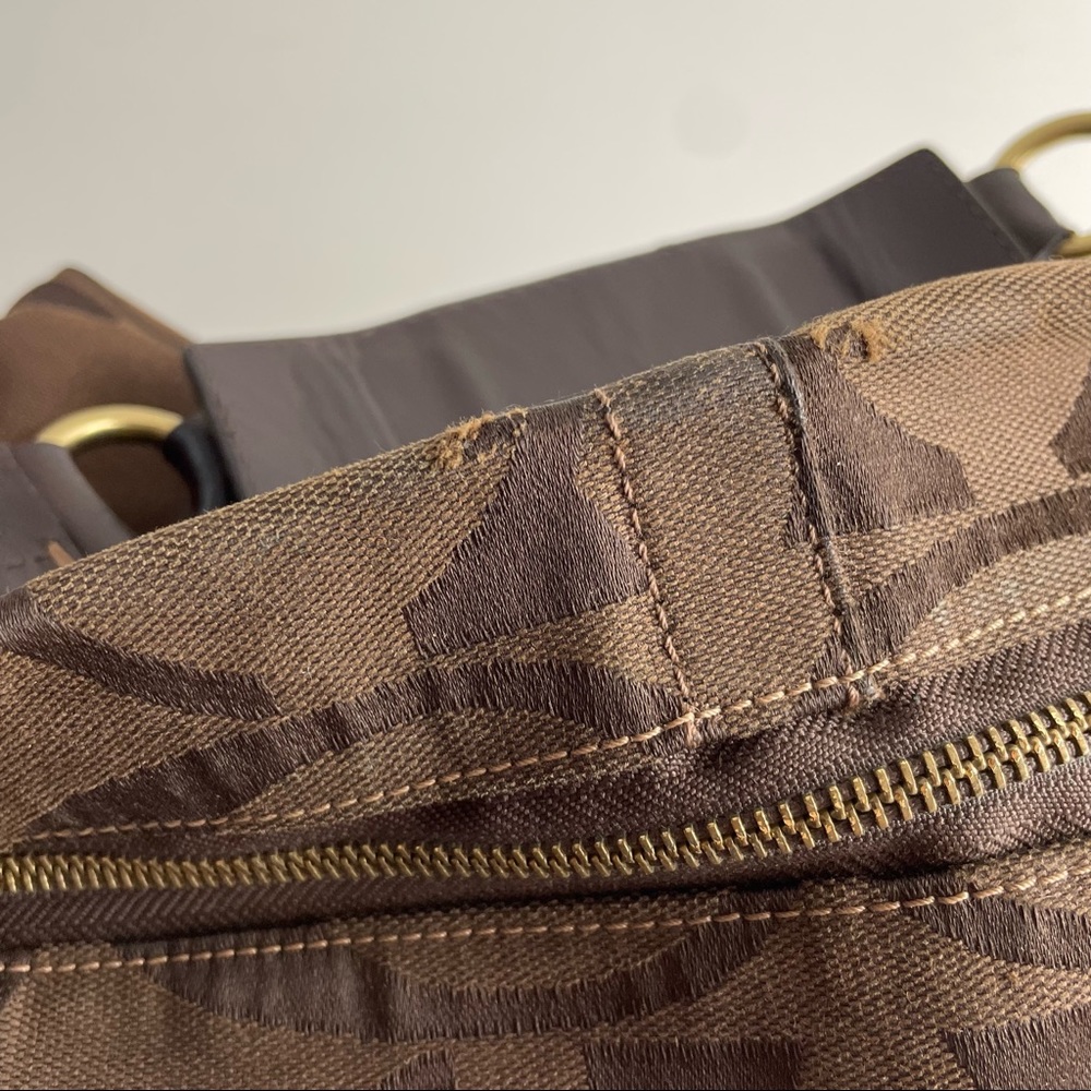 Coach Brown Canvas Big Monogram Gold Hardware Square Shoulder Bag K0773-10620 - Picture 10 of 12